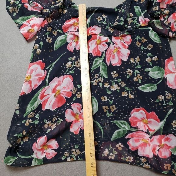 Cabi 5220 Fairytale Navy Pink Floral Cold Shoulder Ruffle Sleeve - Picture 7 of 7